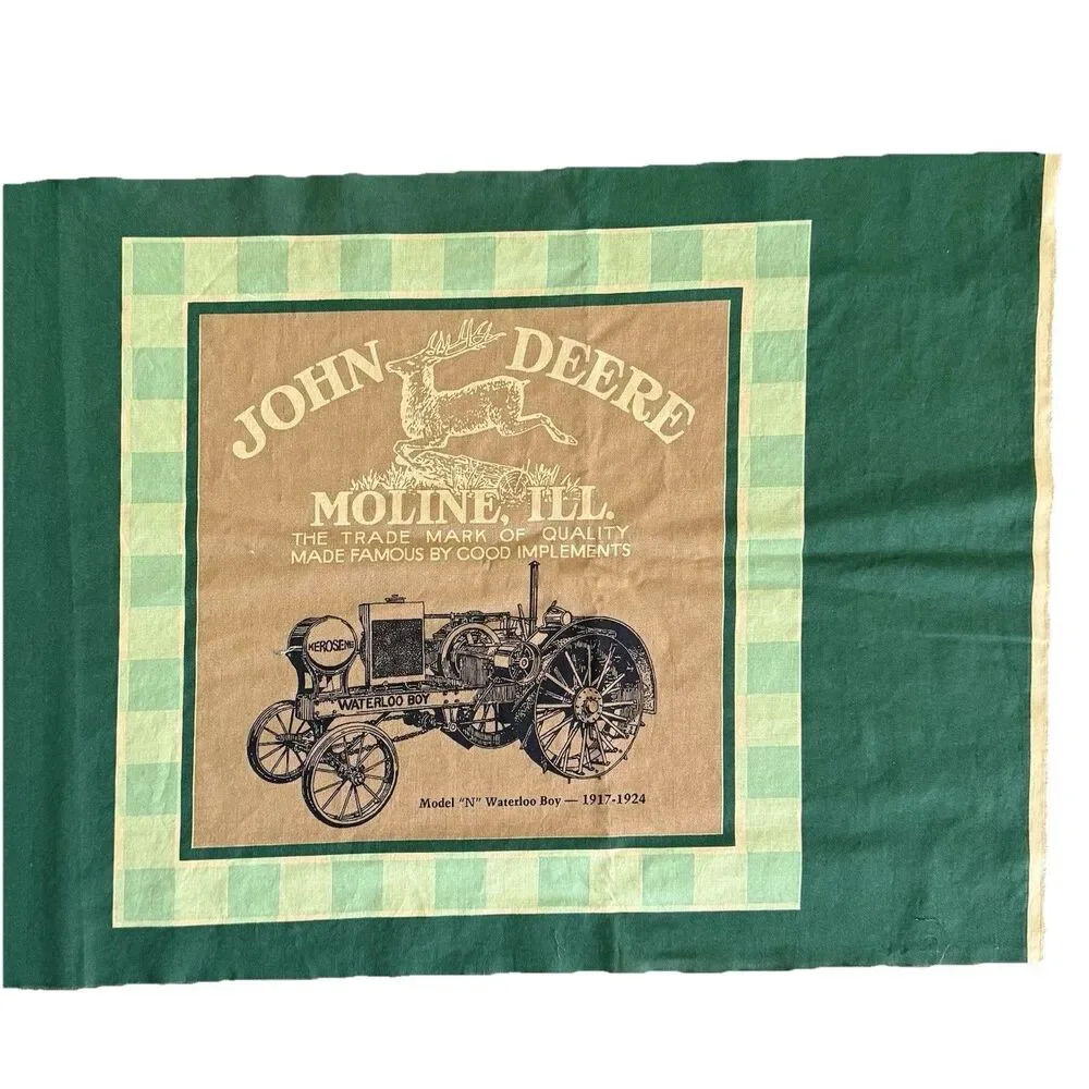 Vtg John Deere Tractor Green Pillow Panels Fabric 15